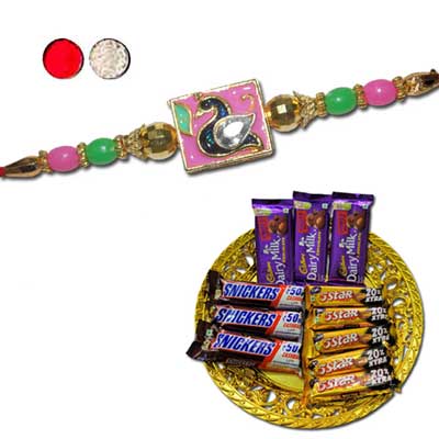 "Zardosi Rakhi - ZR-5060 A (Single Rakhi), Chocolate cake - 1kg - Click here to View more details about this Product